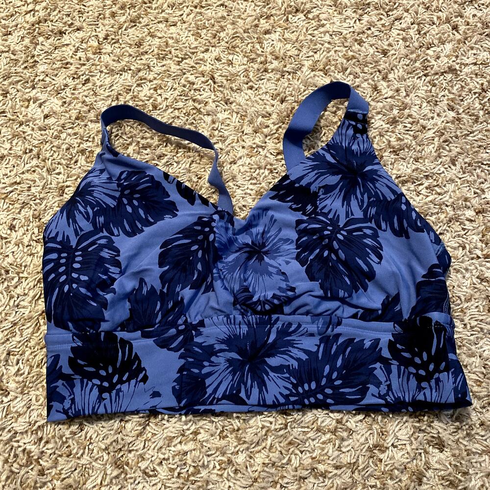 Aerie Womens Large Chill Play Move Monestera Leaf Floral Sports Bra Ballet Back - Picture 6 of 6